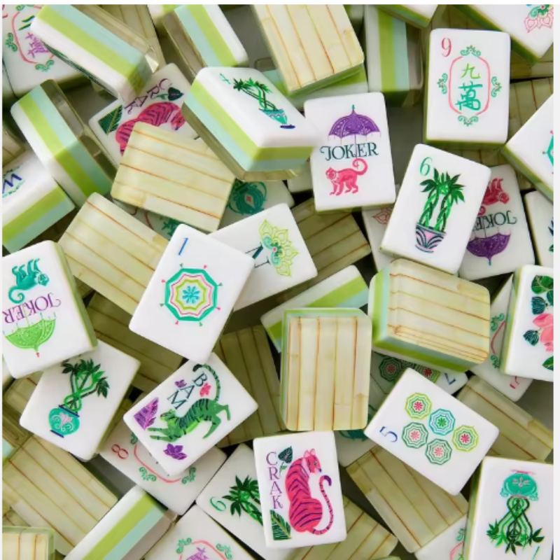 160pcs Bamboo Pattern Acrylic American Mahjong Tiles