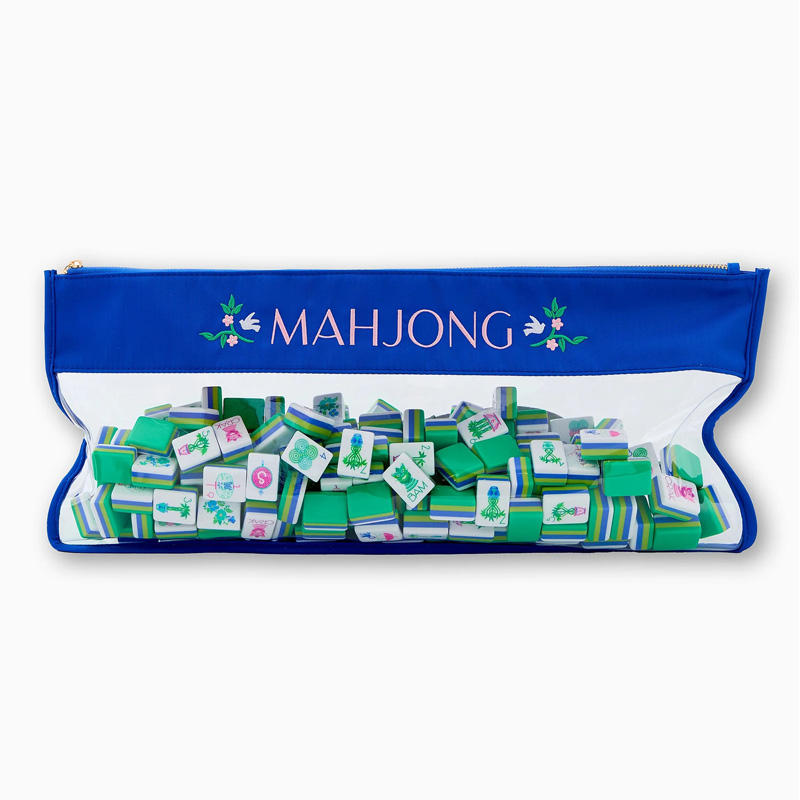 Premium Bright Green American Mahjong Tiles Set 1.26x0.95x0.63 Inch, Colorful Tropical Pattern Mah Jongg Tiles for Game Night