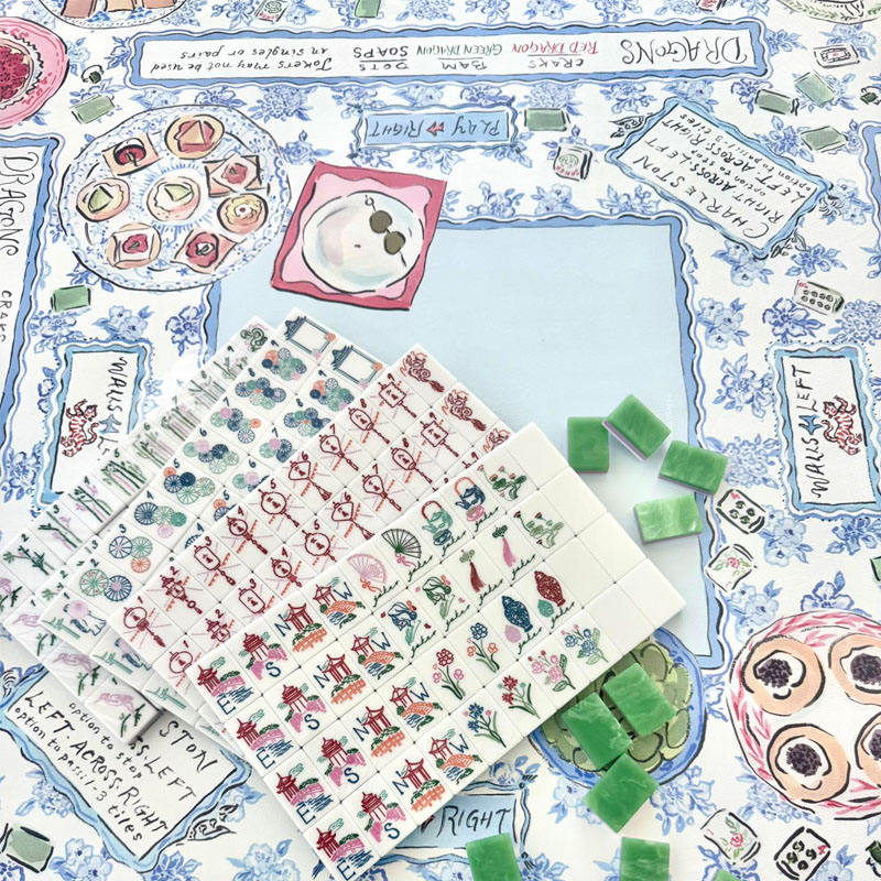 Custom Foldable Modern Leather Mahjong Table Mat 31.5x31.5inch 2mm Thick Waterproof Silent Anti-Slip Rubber Game Mat