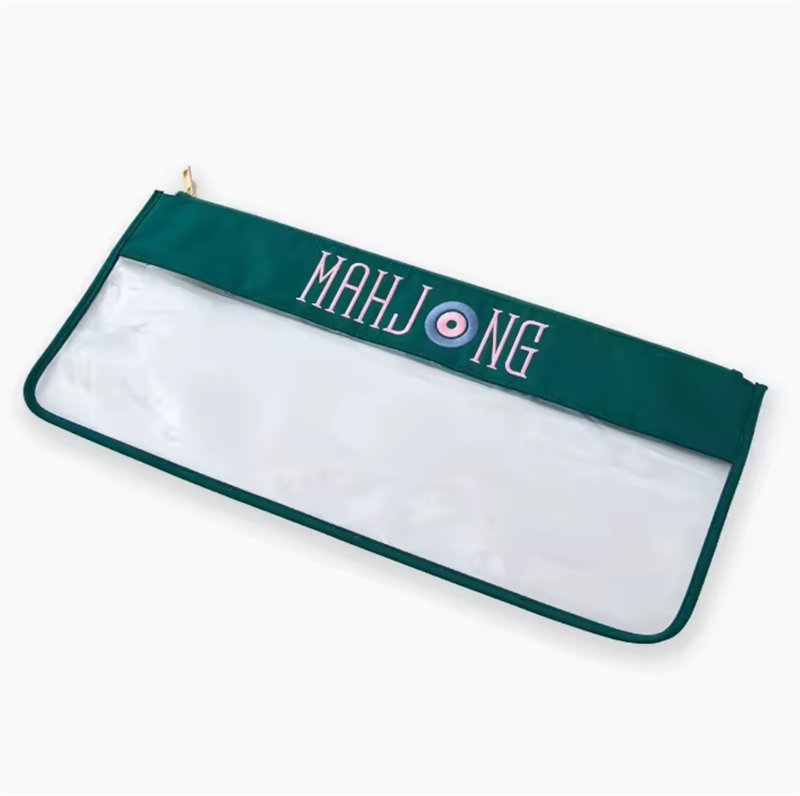 Wholesale in Stock Sale Fast Shipment Waterproof PVC Embroidered Multi-purpose Transparent Mahjong Storage Bag for Mahjong Lover