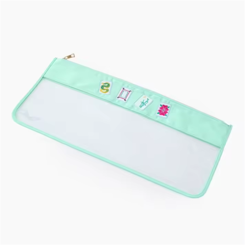 Wholesale in Stock Sale Fast Shipment Waterproof PVC Embroidered Multi-purpose Transparent Mahjong Storage Bag for Mahjong Lover
