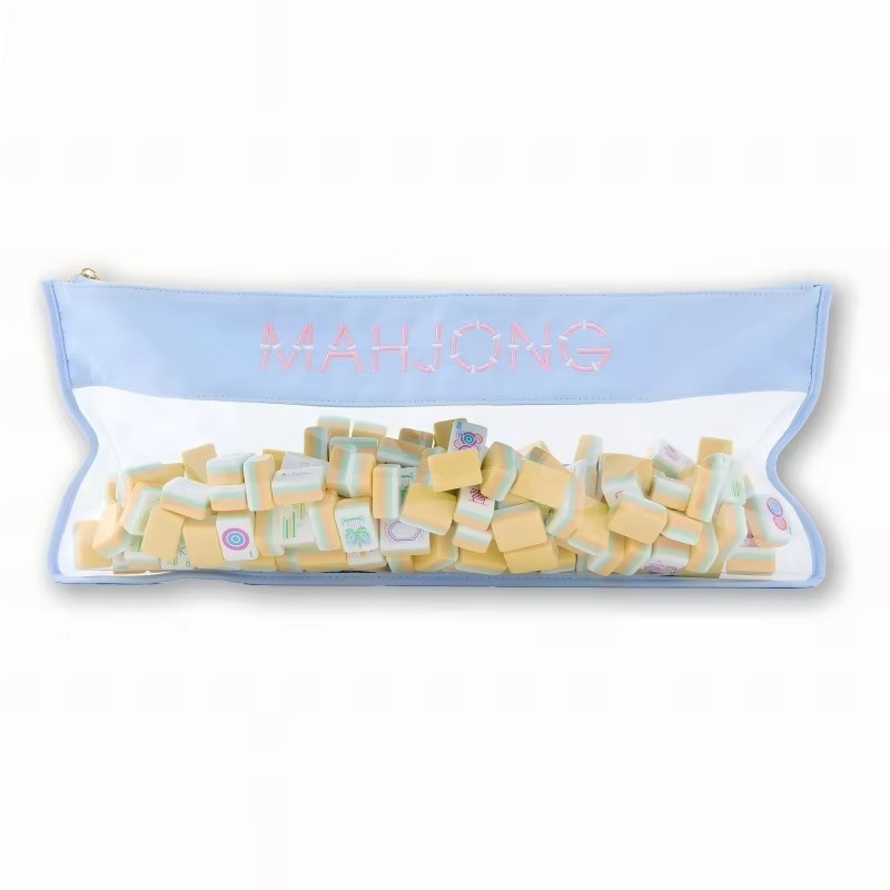 Wholesale in Stock Sale Fast Shipment Waterproof PVC Embroidered Multi-purpose Transparent Mahjong Storage Bag for Mahjong Lover