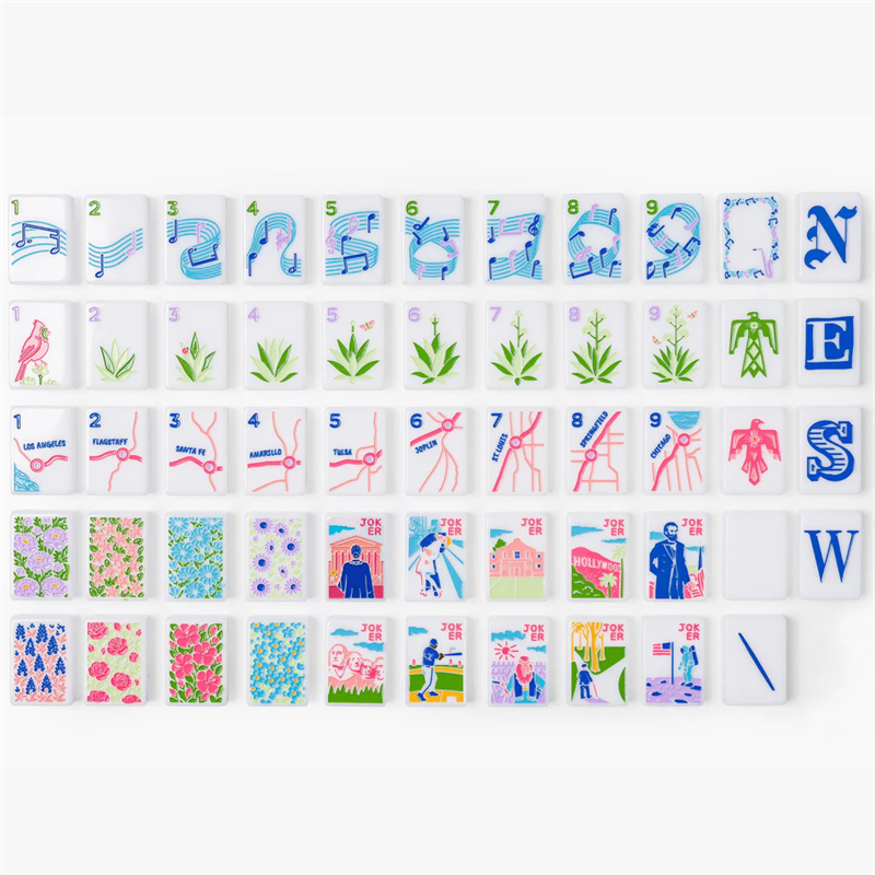Fashion New Design Single Layer White Musical Note American Acrylic Mahjong Tiles Set