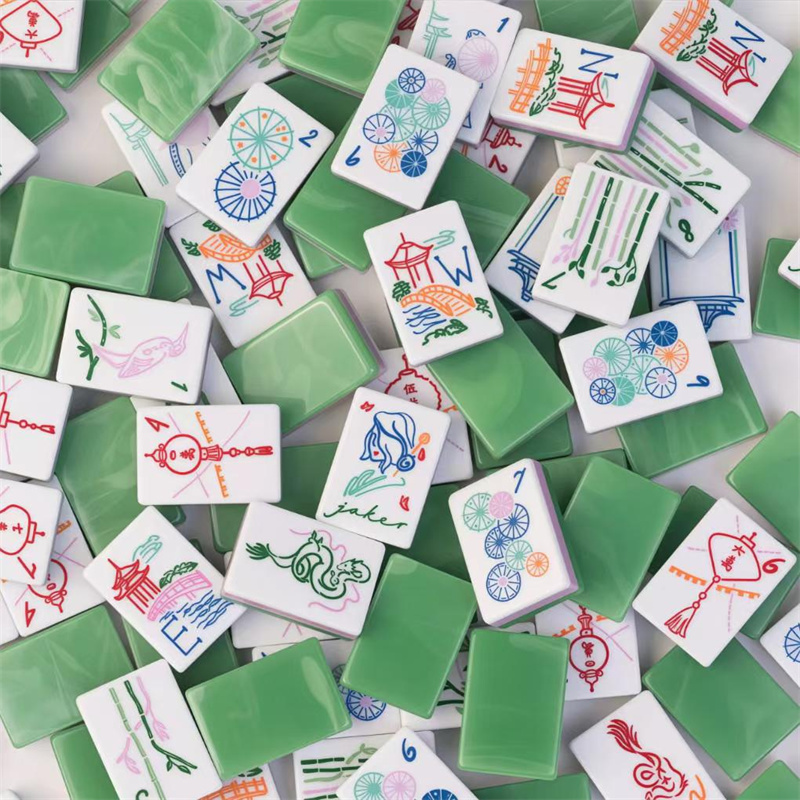 Fashion New High Quality 3 Layer 160pcs Light Green Jade Acrylic American Mahjong Tiles Game Set Sale