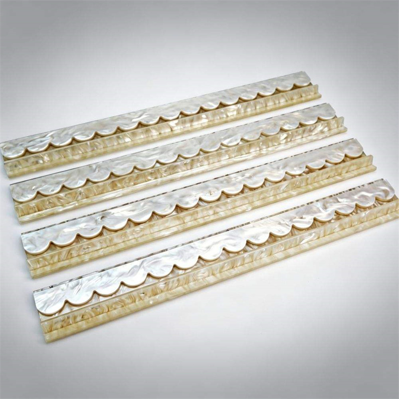 Beige Seashell Acrylic Mahjong Ruler American Sorted Magnetic Wavy Edges Corrugated Pattern Easy to Clean 1 Set of 4pcs