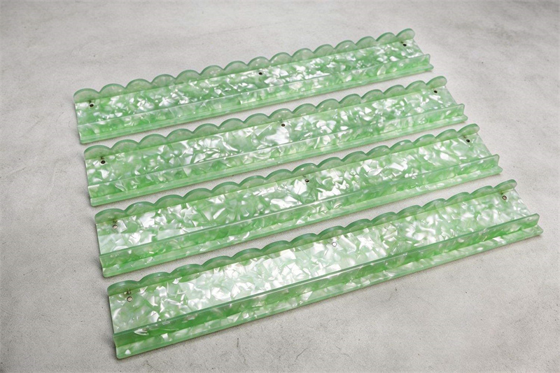 Green Shell Acrylic Mahjong Rack Pusher Ruler Wavy Edges American Sorted Magnetic Ripple Pattern Easy to Clean 1 Set of 4 Pieces