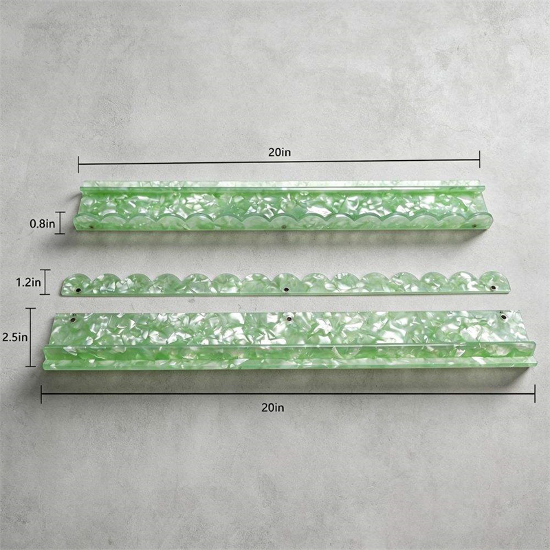 Green Shell Acrylic Mahjong Rack Pusher Ruler Wavy Edges American Sorted Magnetic Ripple Pattern Easy to Clean 1 Set of 4 Pieces