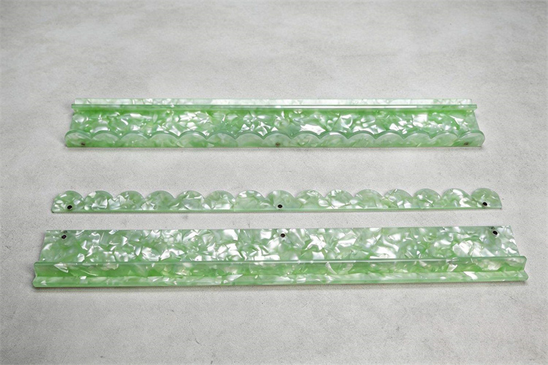 Green Shell Acrylic Mahjong Rack Pusher Ruler Wavy Edges American Sorted Magnetic Ripple Pattern Easy to Clean 1 Set of 4 Pieces