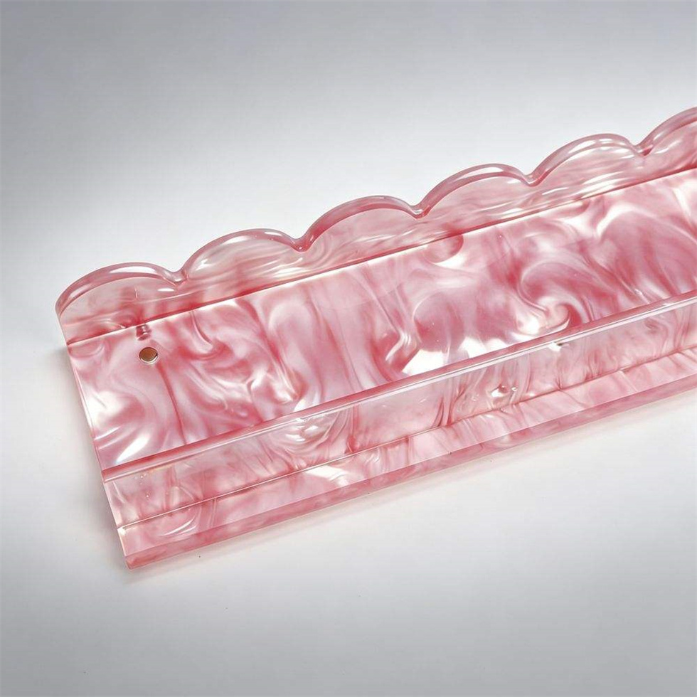 Shell Pink Acrylic Mahjong Rack Pusher Ruler American Sorted Magnetic Ripple Pattern Easy to Clean Wavy Edges 1 Set of 4pcs