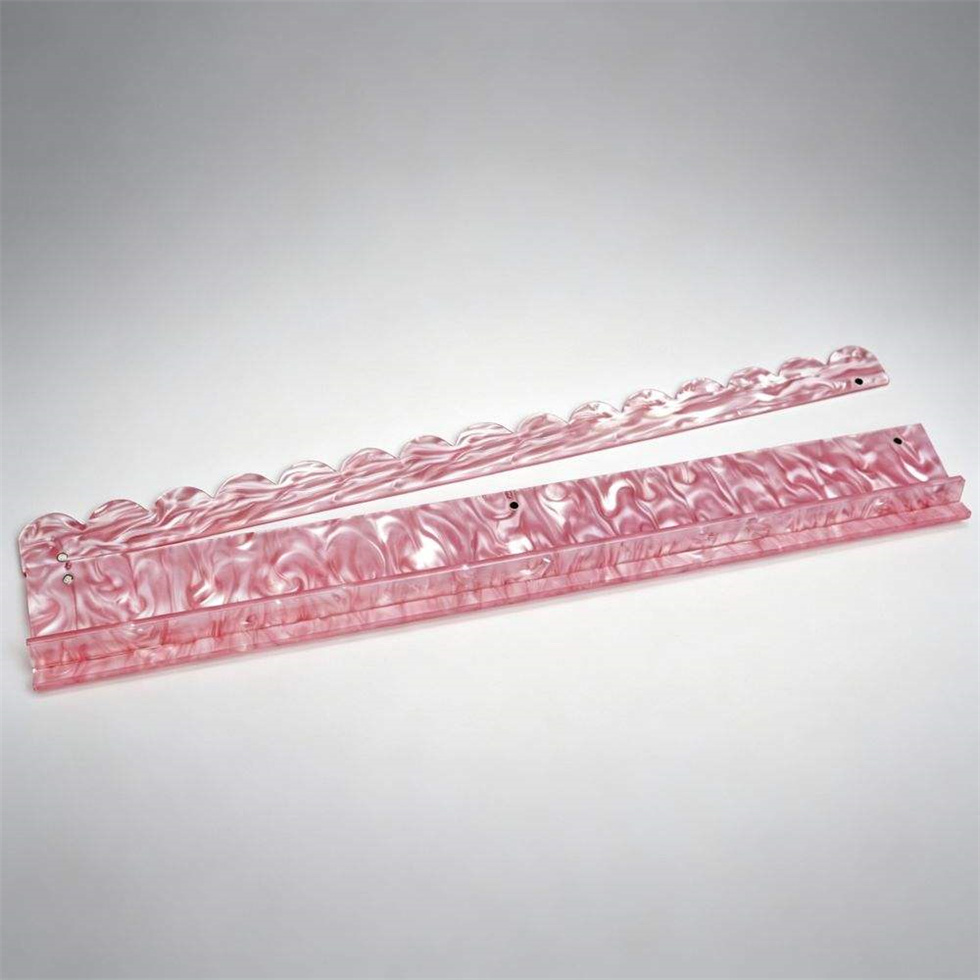 Shell Pink Acrylic Mahjong Rack Pusher Ruler American Sorted Magnetic Ripple Pattern Easy to Clean Wavy Edges 1 Set of 4pcs