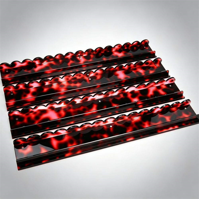 Red Tortoiseshell Acrylic Mahjong Rack Pusher Ruler USA Sorted Magnetic Wavy Edges Corrugated Tortoise Pattern Easy Clean 1 Set of 4pcs
